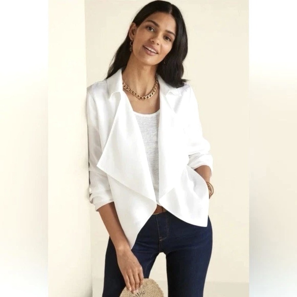 Soft‎ Surroundings Fontanne Jacket Women's XS White Draped Open Y2K New